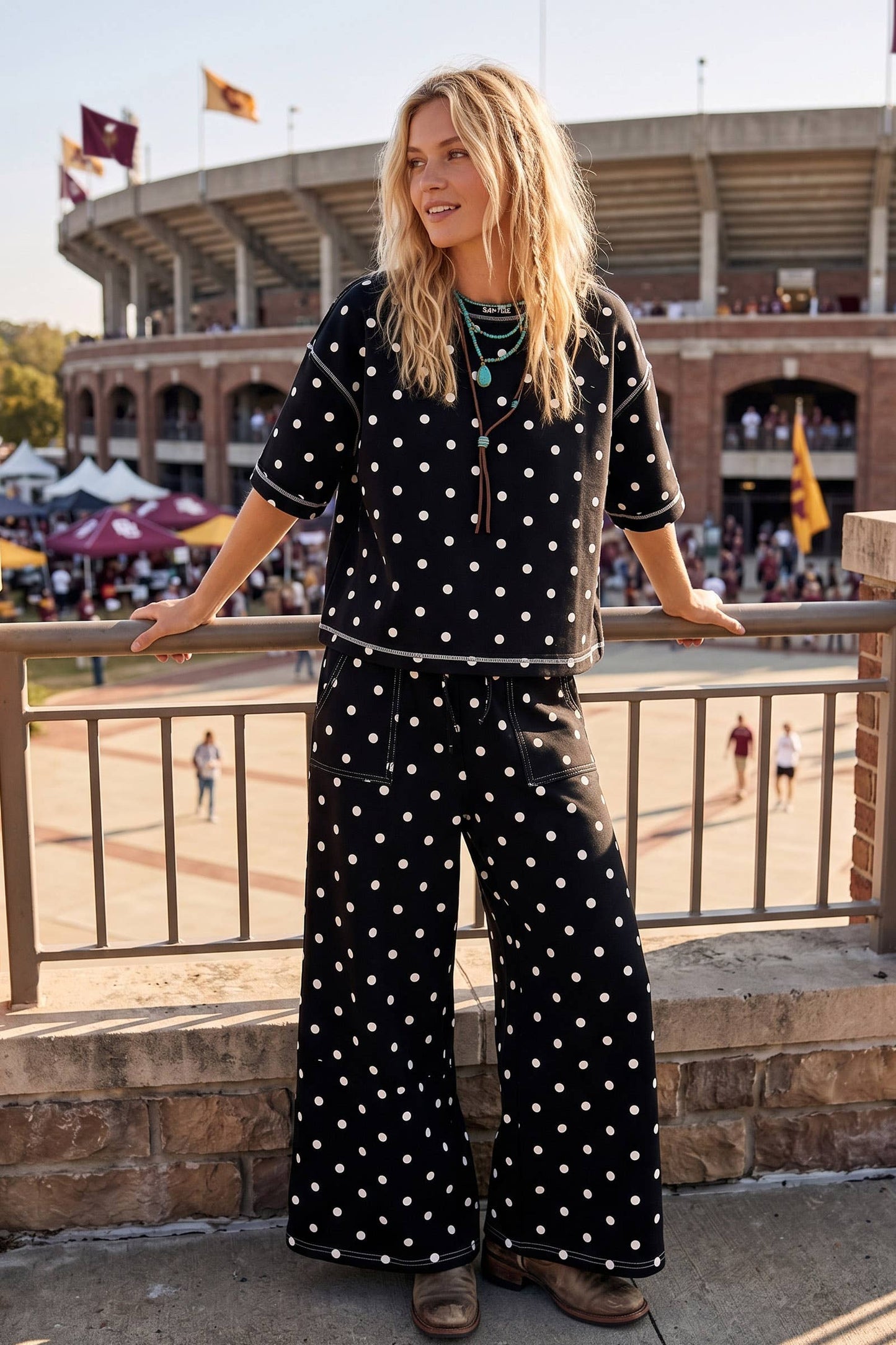 Dot & Darling Pant Set Black & White