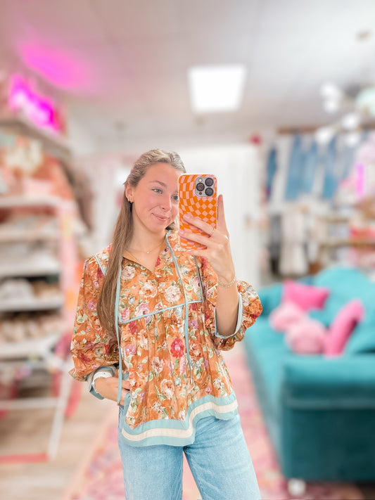 Fancy Floral Terracotta Blouse