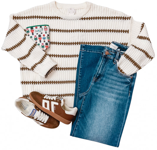 Rail Road Cream & Mocha Sweater