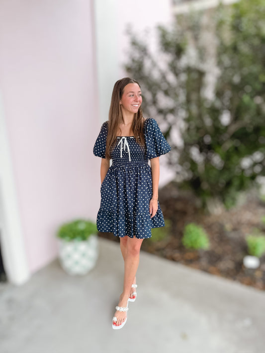 Sailor’s Charm Navy Polka Dot Dress