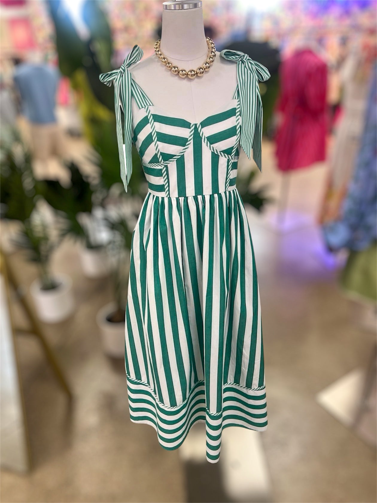 Riley Striped Dress in Green