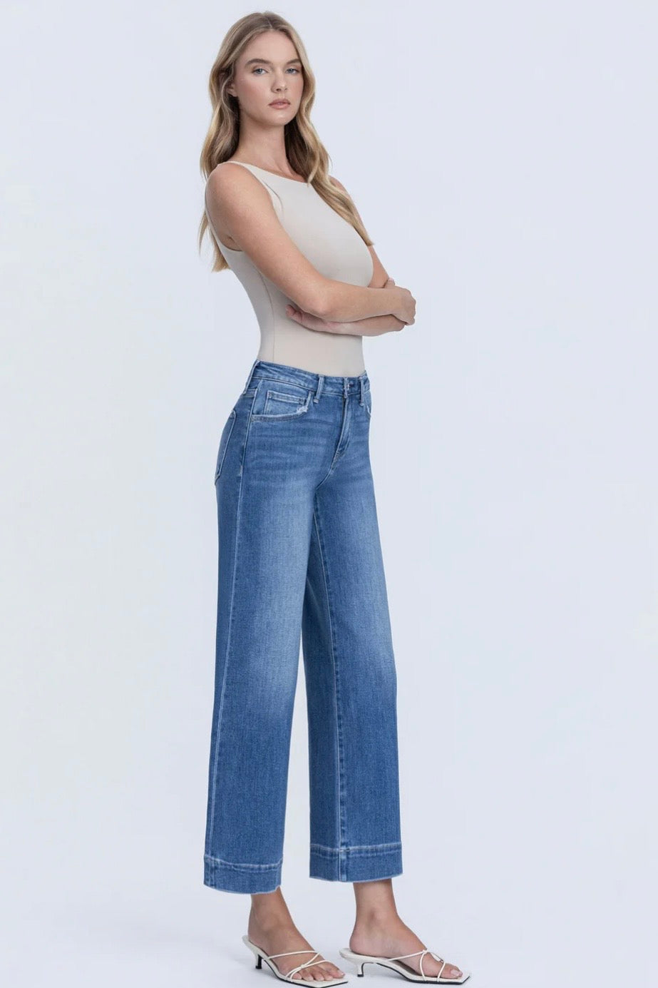 Let It Rain High Rise Crop Wide Trouser