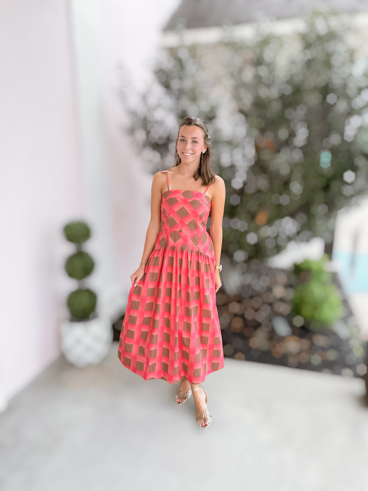 Coral Perfect Abstract Cami Dress