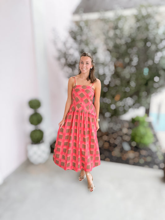 Coral Perfect Abstract Cami Dress