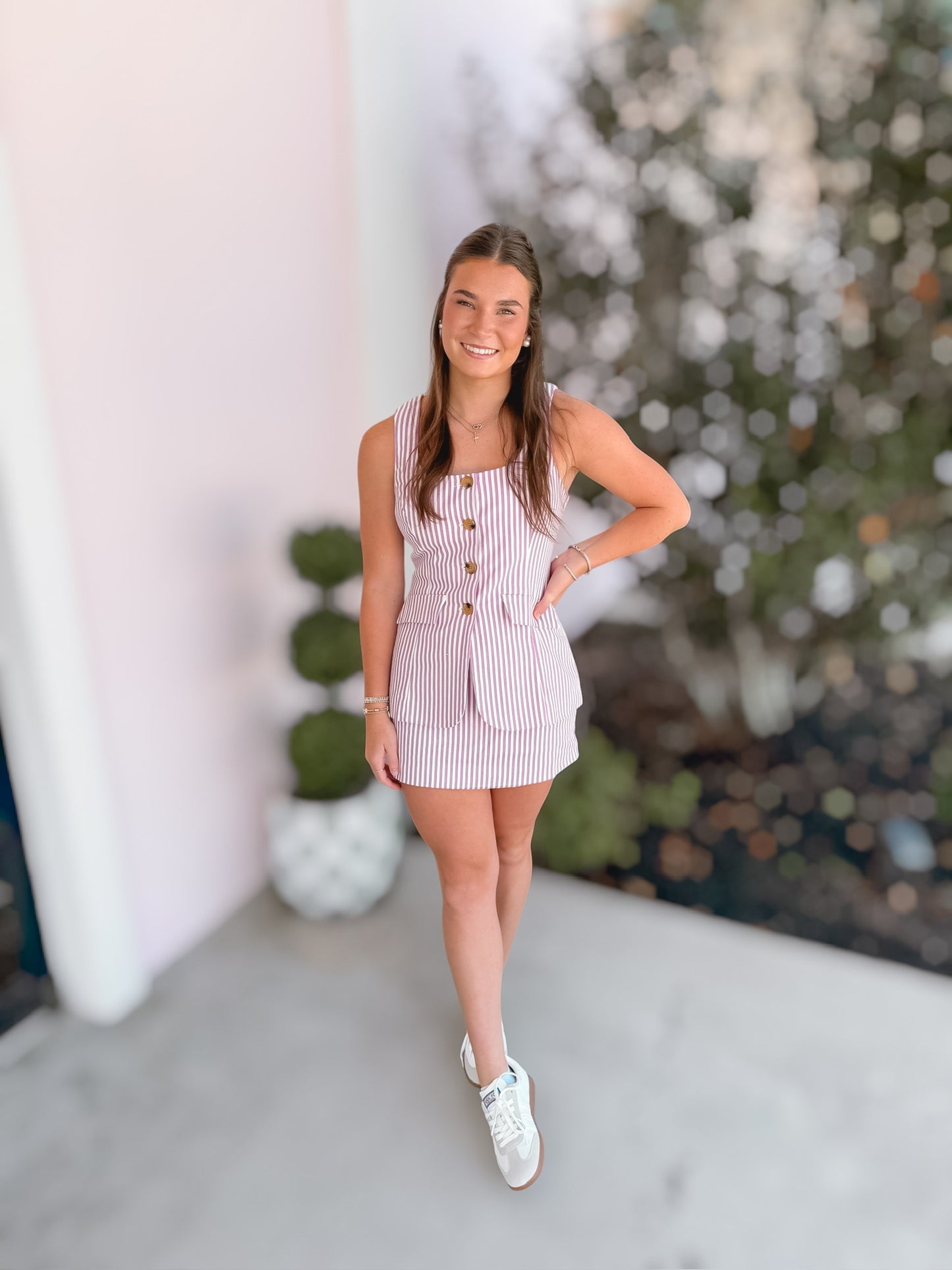 Sideline Purple Striped Romper