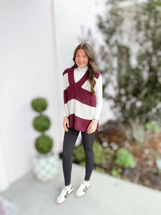 Cherry Pie Striped Vest Sweater
