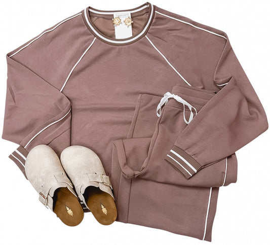 Amelia Top in Eggplant Ivory