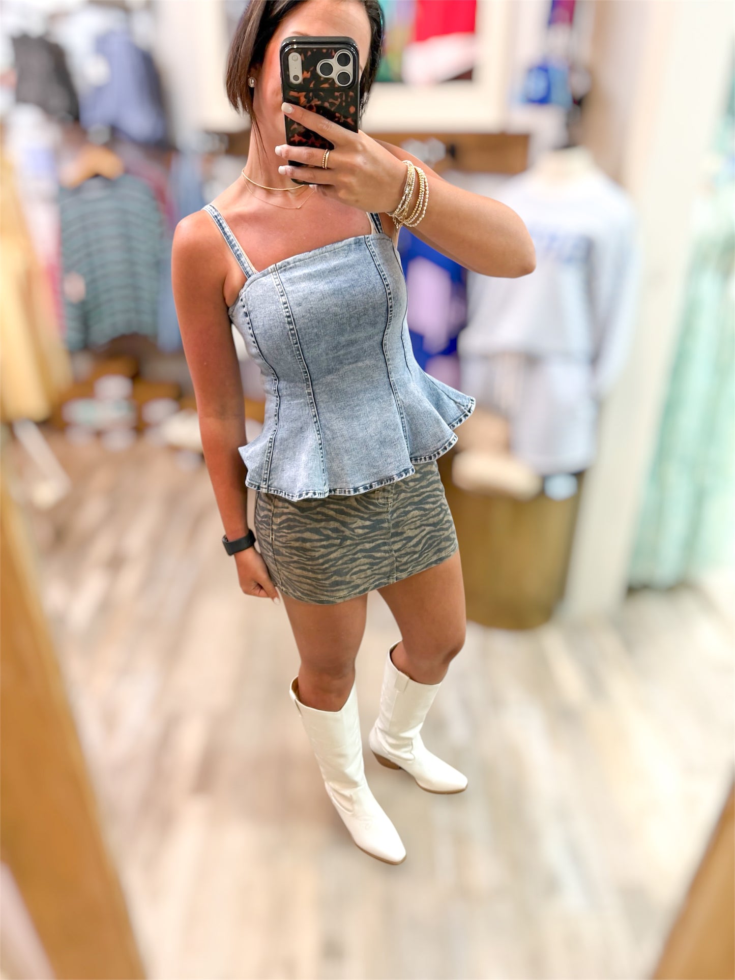 Sunnyvale Denim Peplum Top