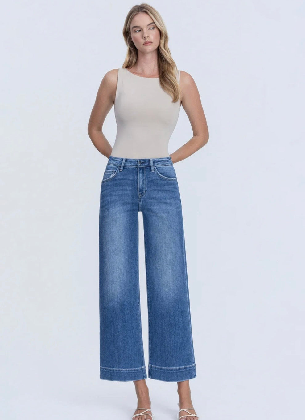 Let It Rain High Rise Crop Wide Trouser