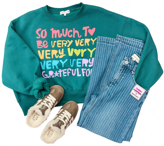 So Very Very Grateful Crop Sweatshirt