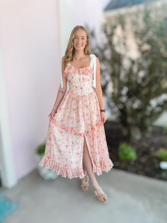 Sweet & Sunny Floral Printed Midi Dress