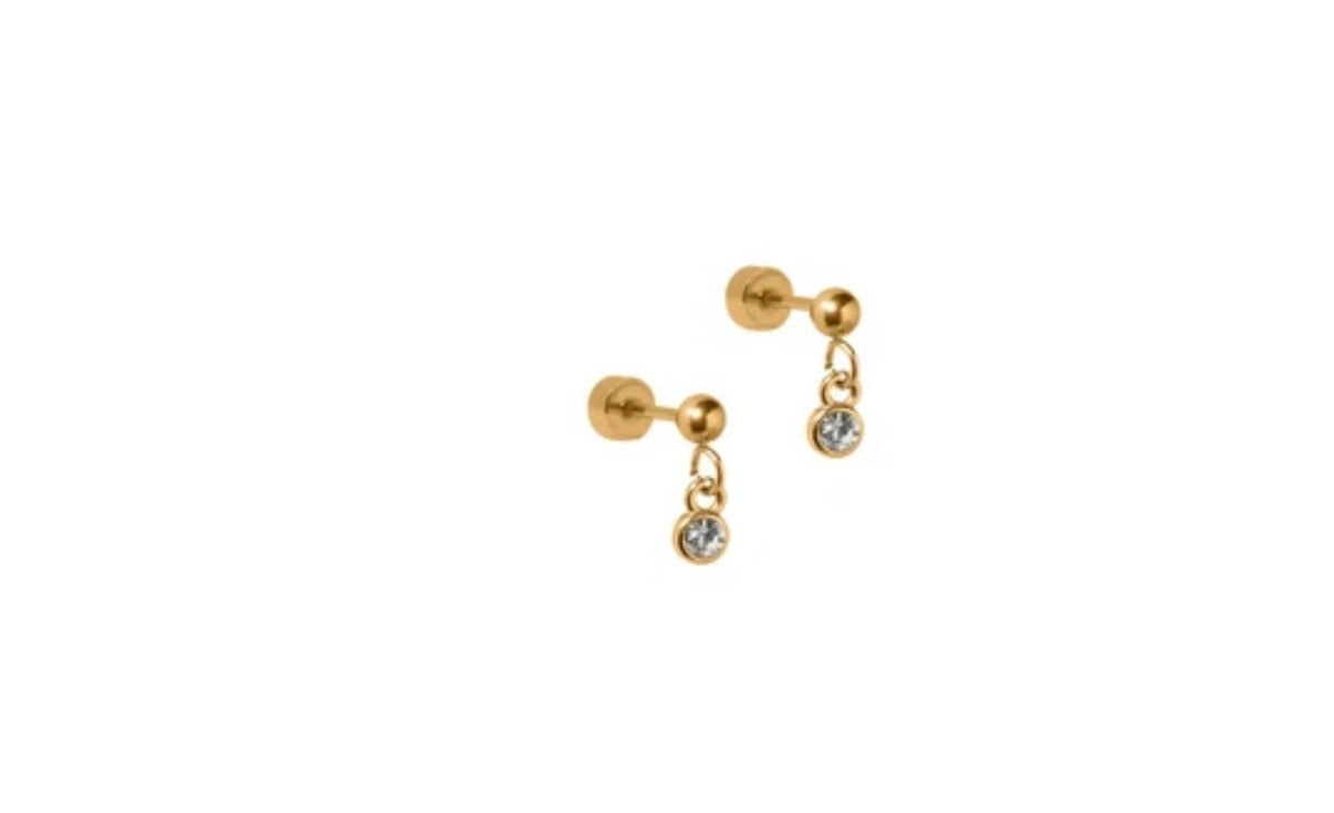 Screwback Stud Earrings - Millie Sparkle CZ Gold