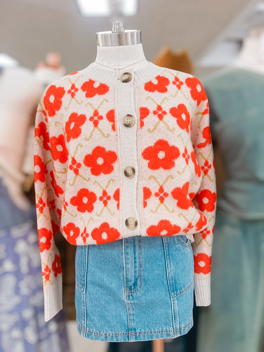 Sunset Bloom Floral Cardigan