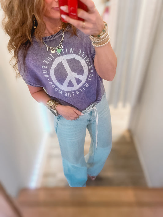 Berry Peace Mineral Washed Sweater Top