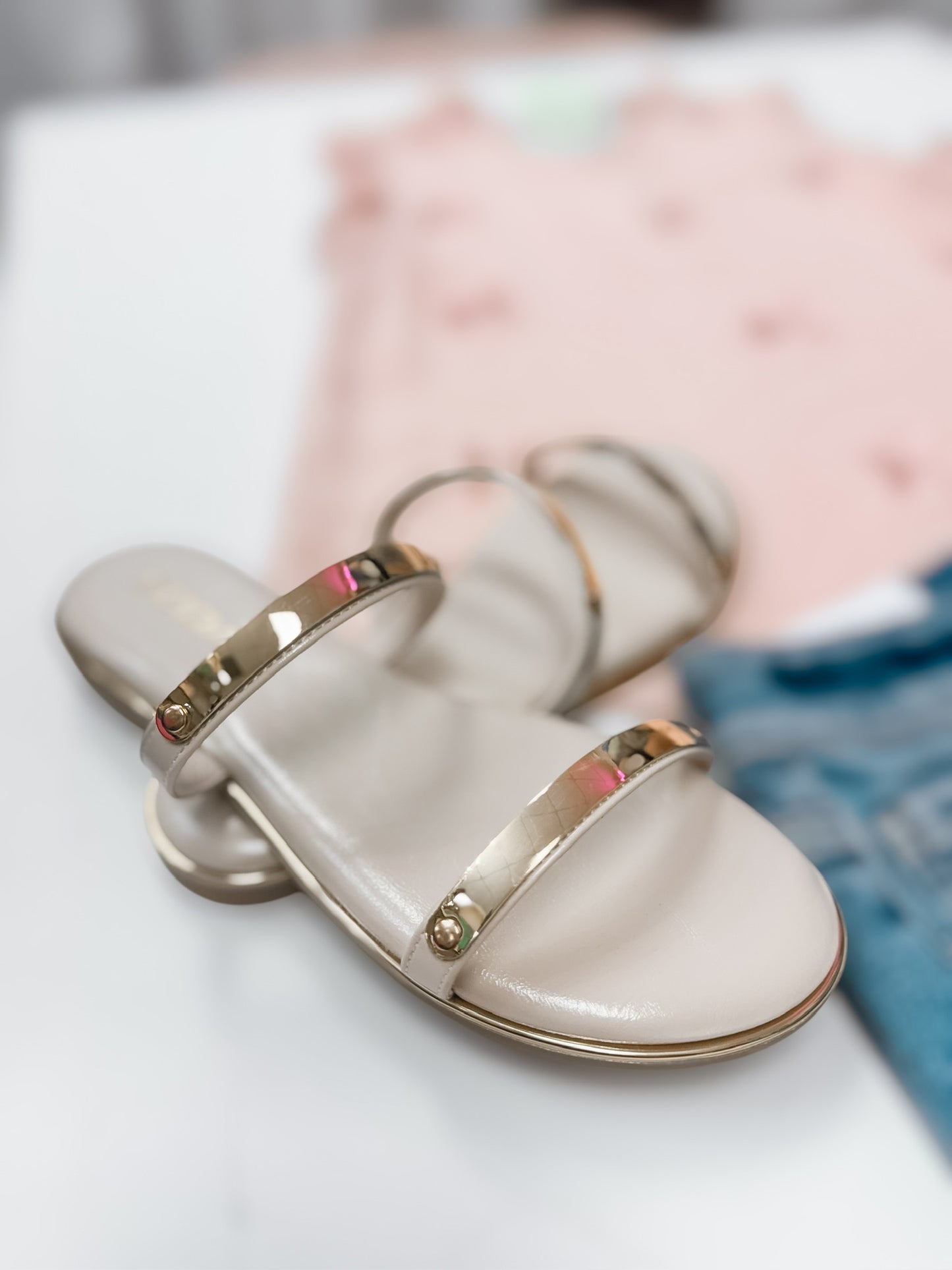 Keith Bone & Gold Sandals
