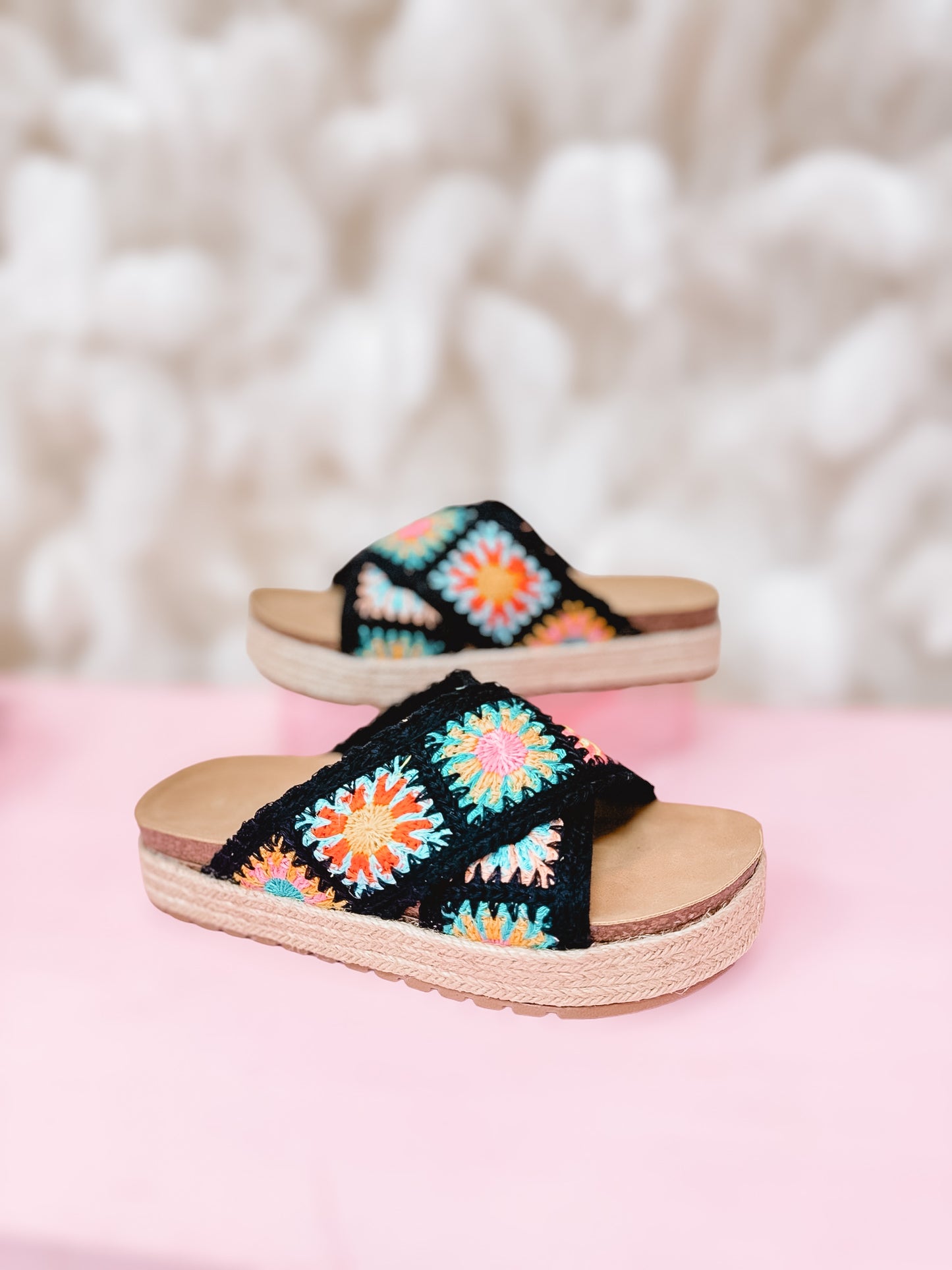 Hamachi Black Multi Crochet Sandal