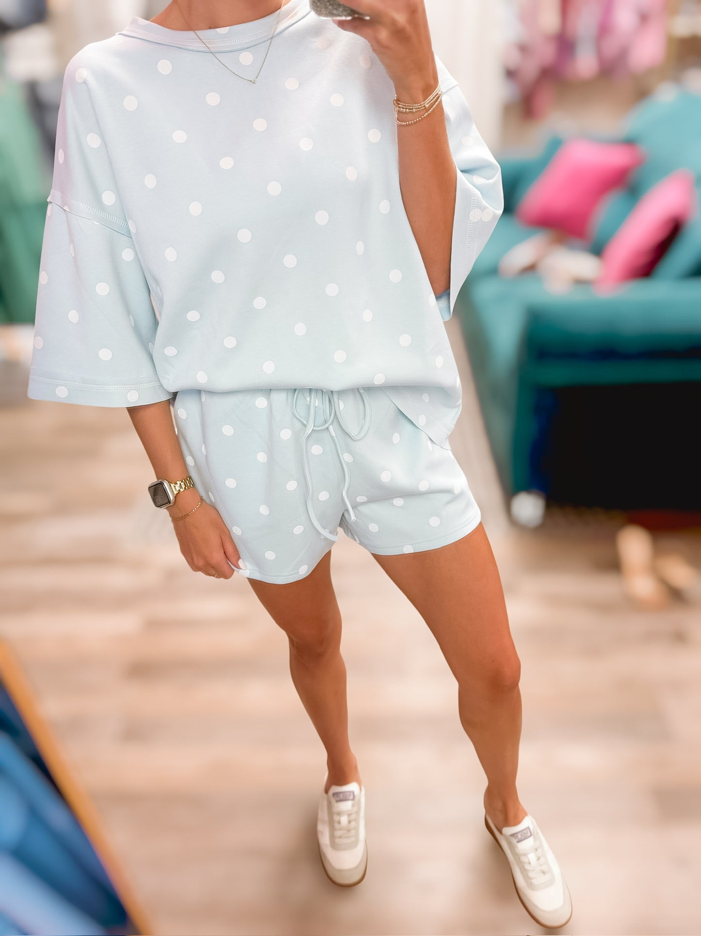 Blue Skies Polka Dot Set
