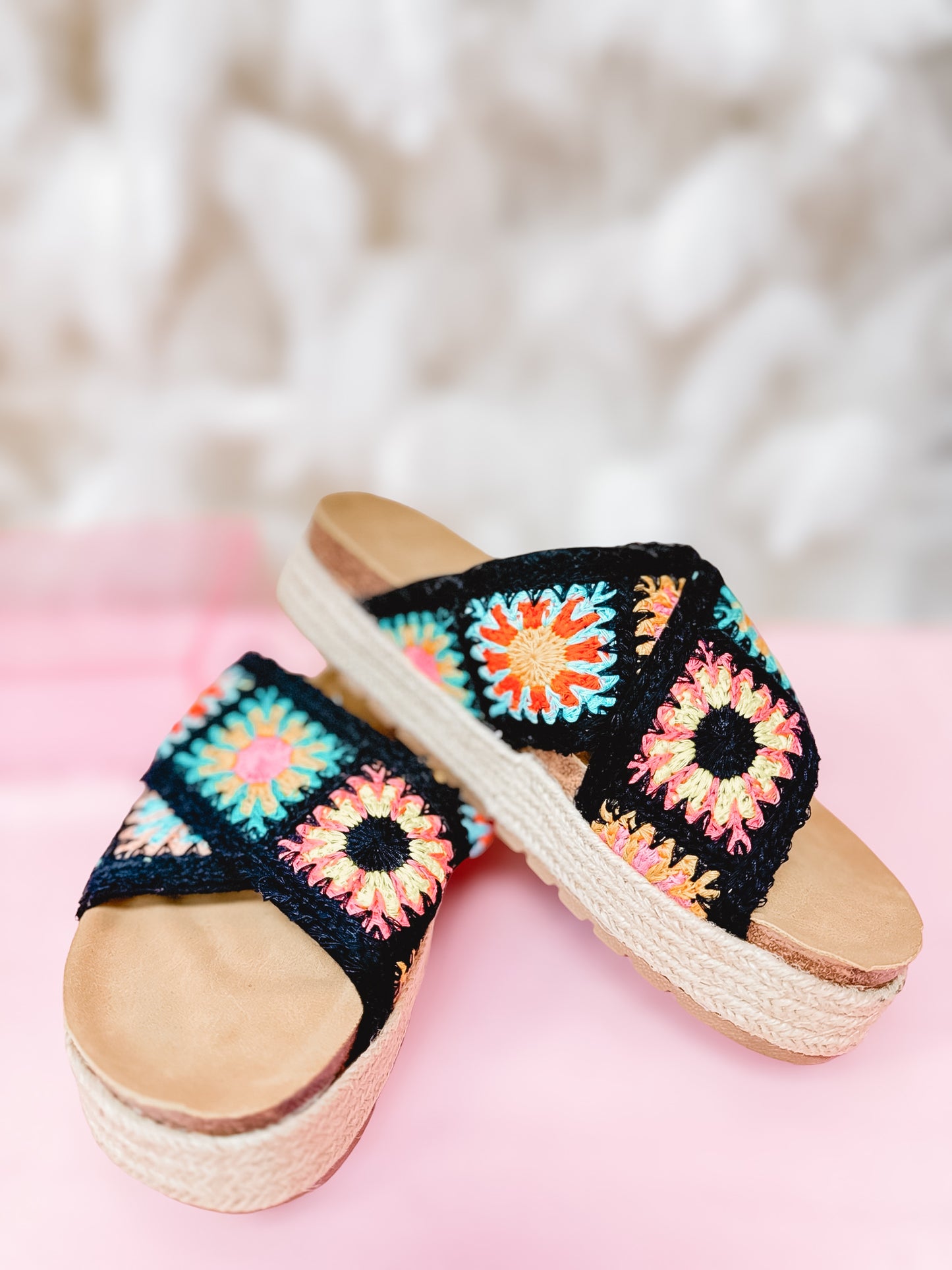 Hamachi Black Multi Crochet Sandal