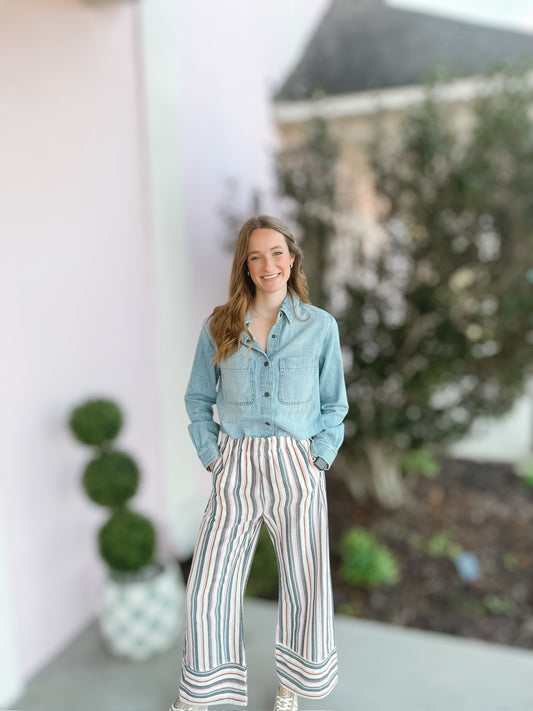 Effortless Class Striped Pants Sunset Pop