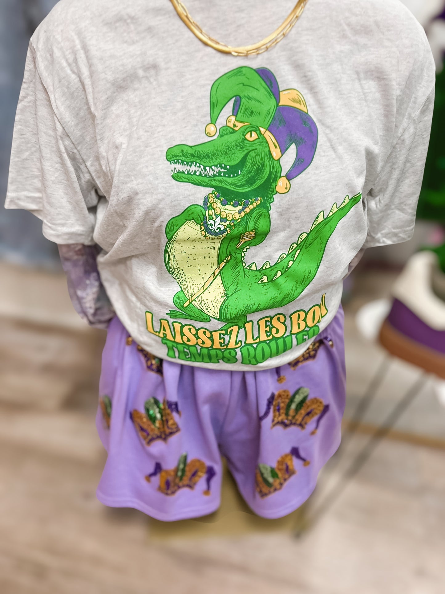 MARDI GATOR HEATHER WHITE CREW T-SHIRT
