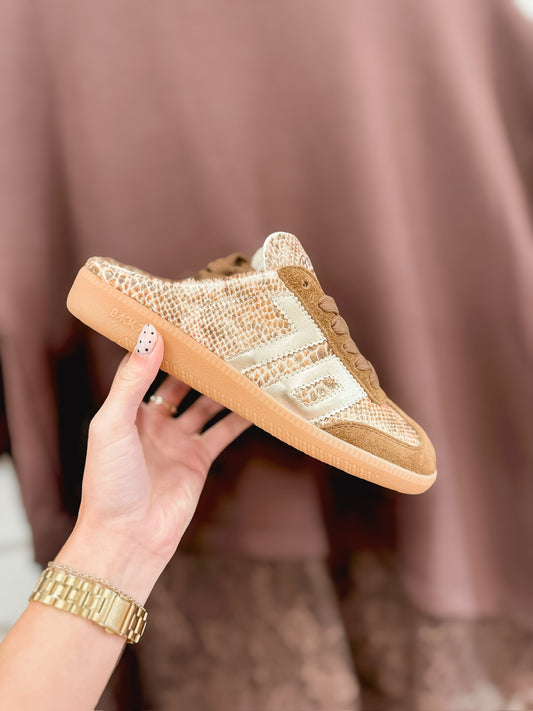 EASTER W26 in SNAKE GOLD Backless Sneakers