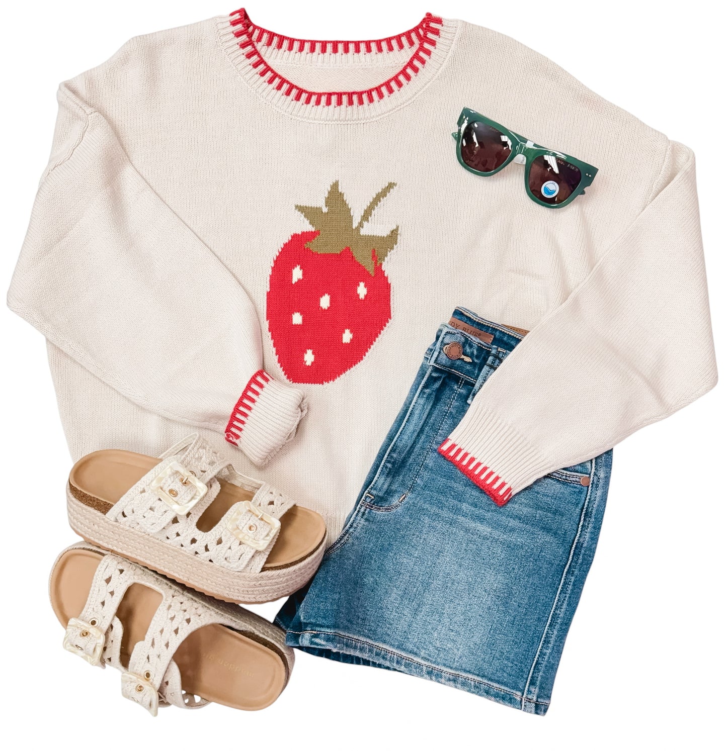 Strawberries & Cream Knitted LS Sweater