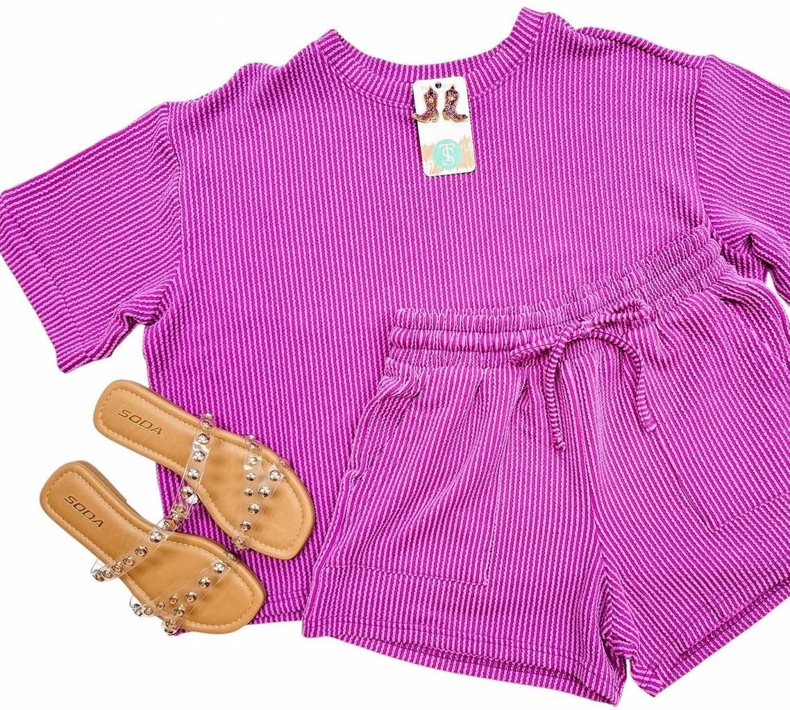 Must Have Ribbed 2 Piece Set Purple