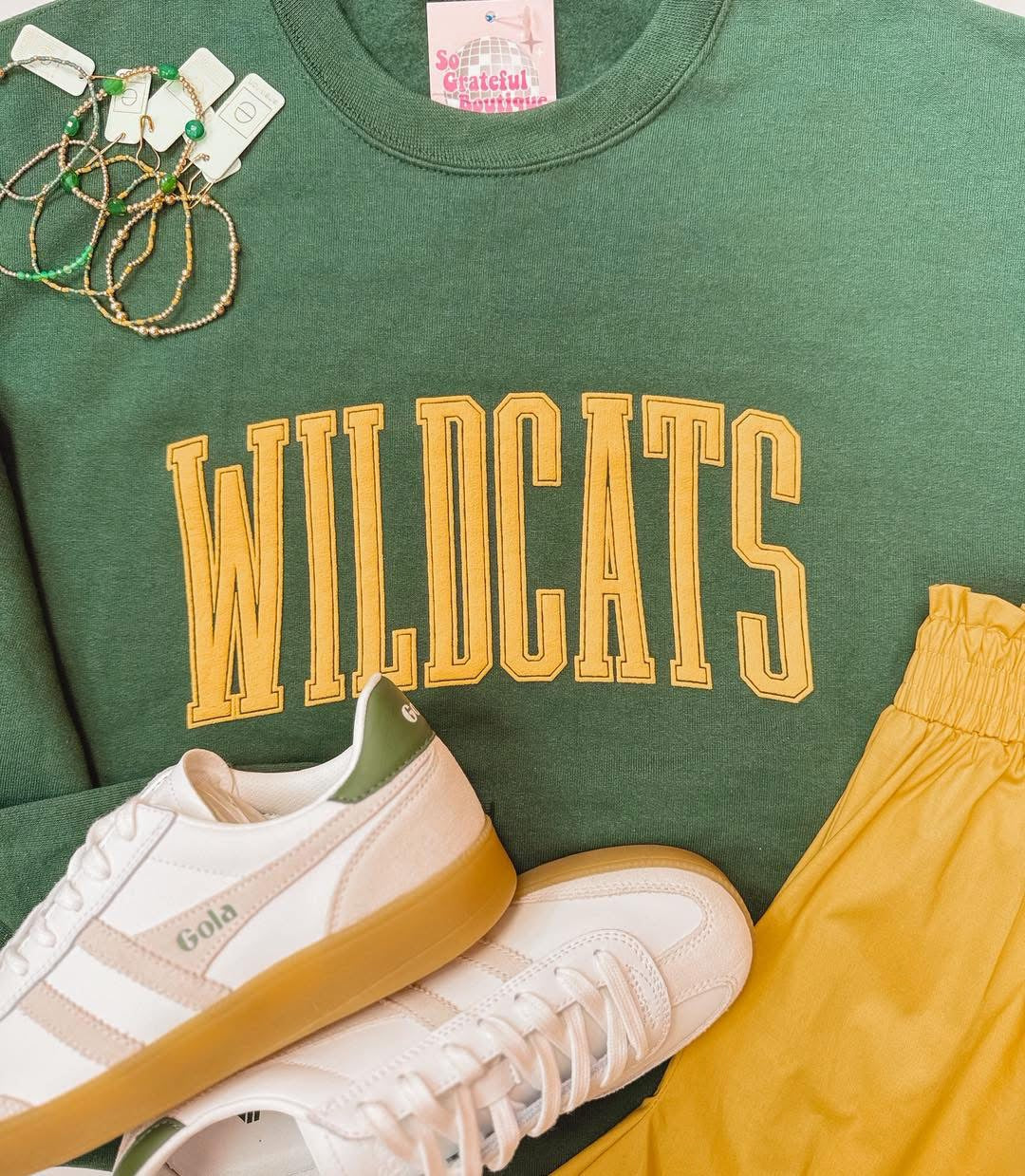 Varsity Arched Puff Wildcat Crewneck