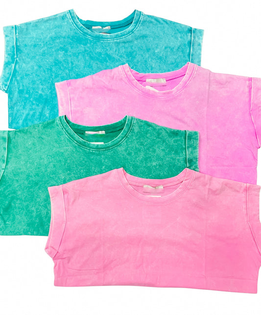 Summer Must Have Cuffed SS Top Kelly Green