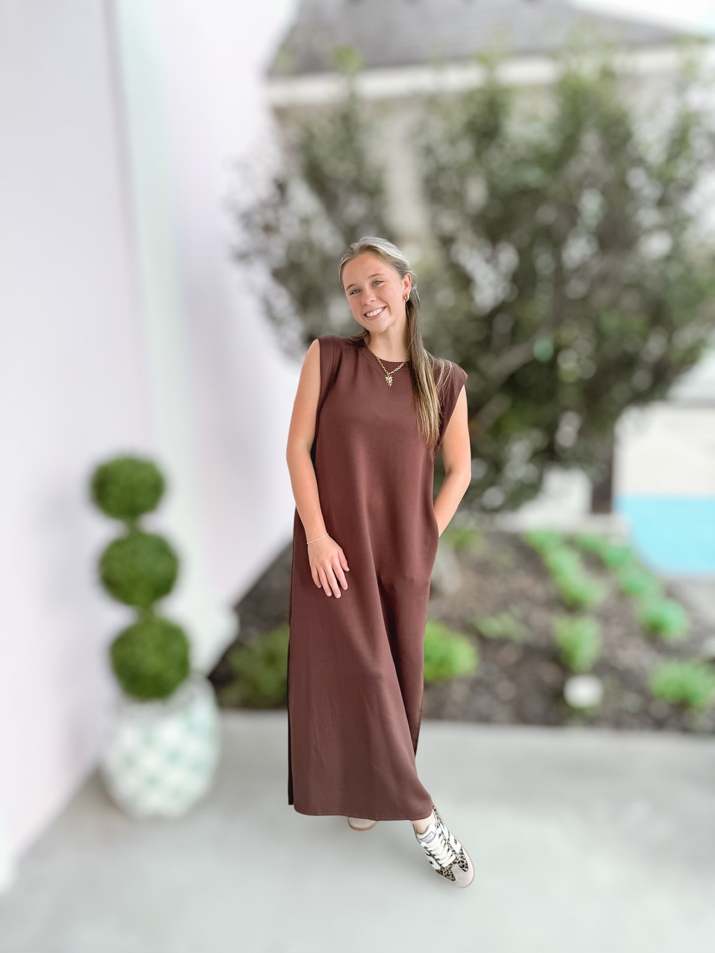 Simply & Sweet Brown Maxi Dress