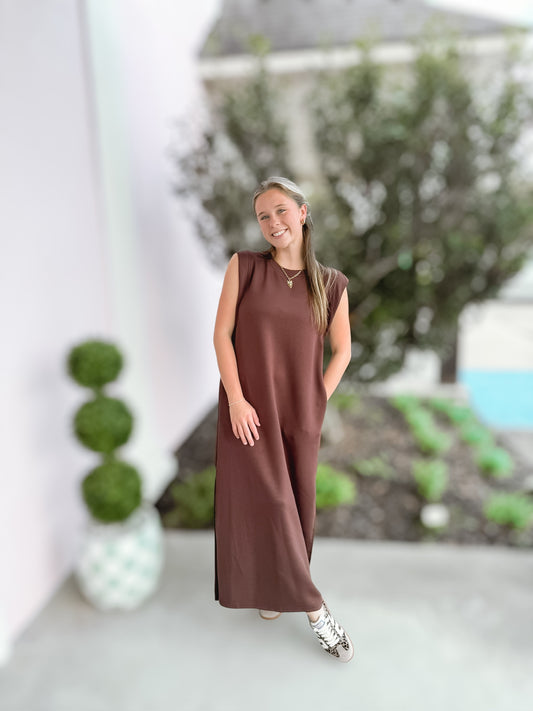 Simply & Sweet Brown Maxi Dress
