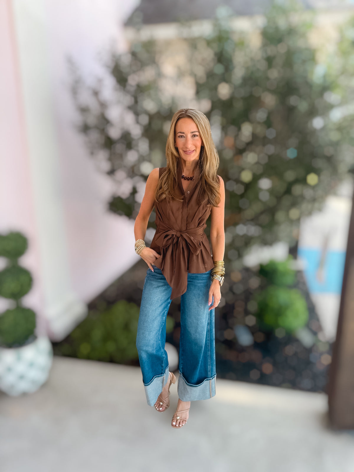 Sweet Chocolate Wrap Blouse
