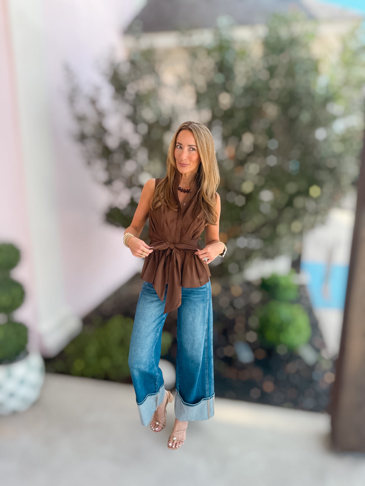 Sweet Chocolate Wrap Blouse