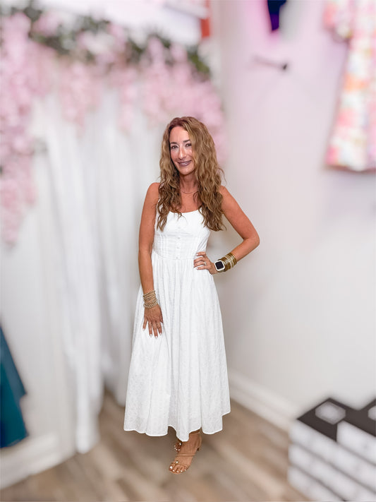 Stay Forever White Midi Dress