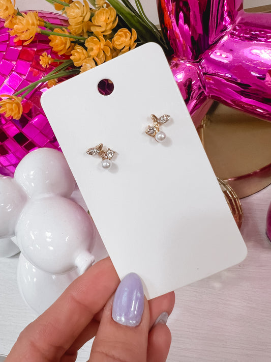 Pearl & Diamond Cherry Stud Earrings