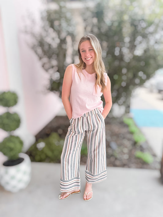 Sweet Summertime Pocket Tank Soft Pink