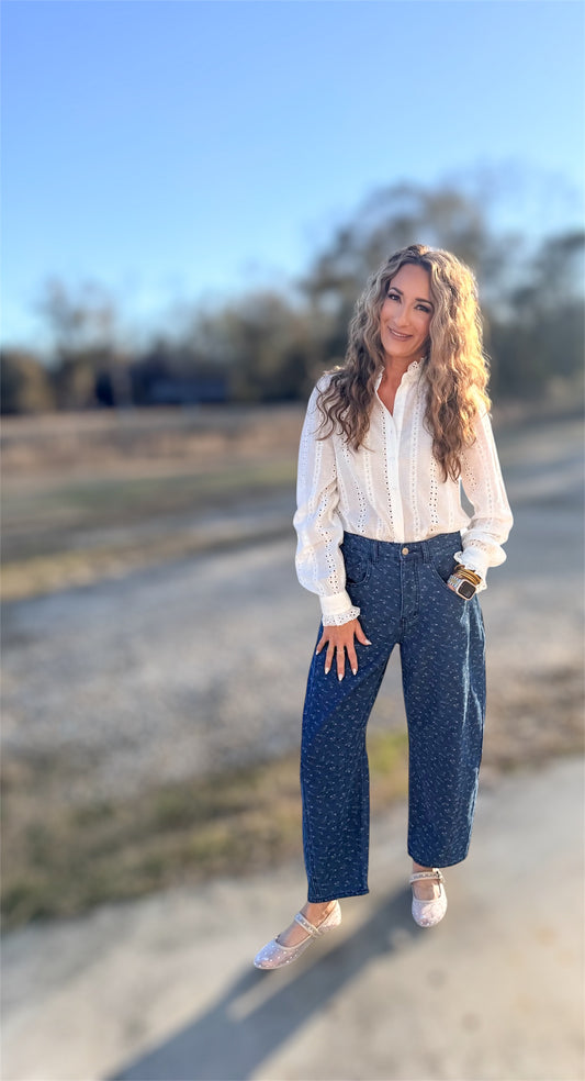 Pure Eyelet White Button Up