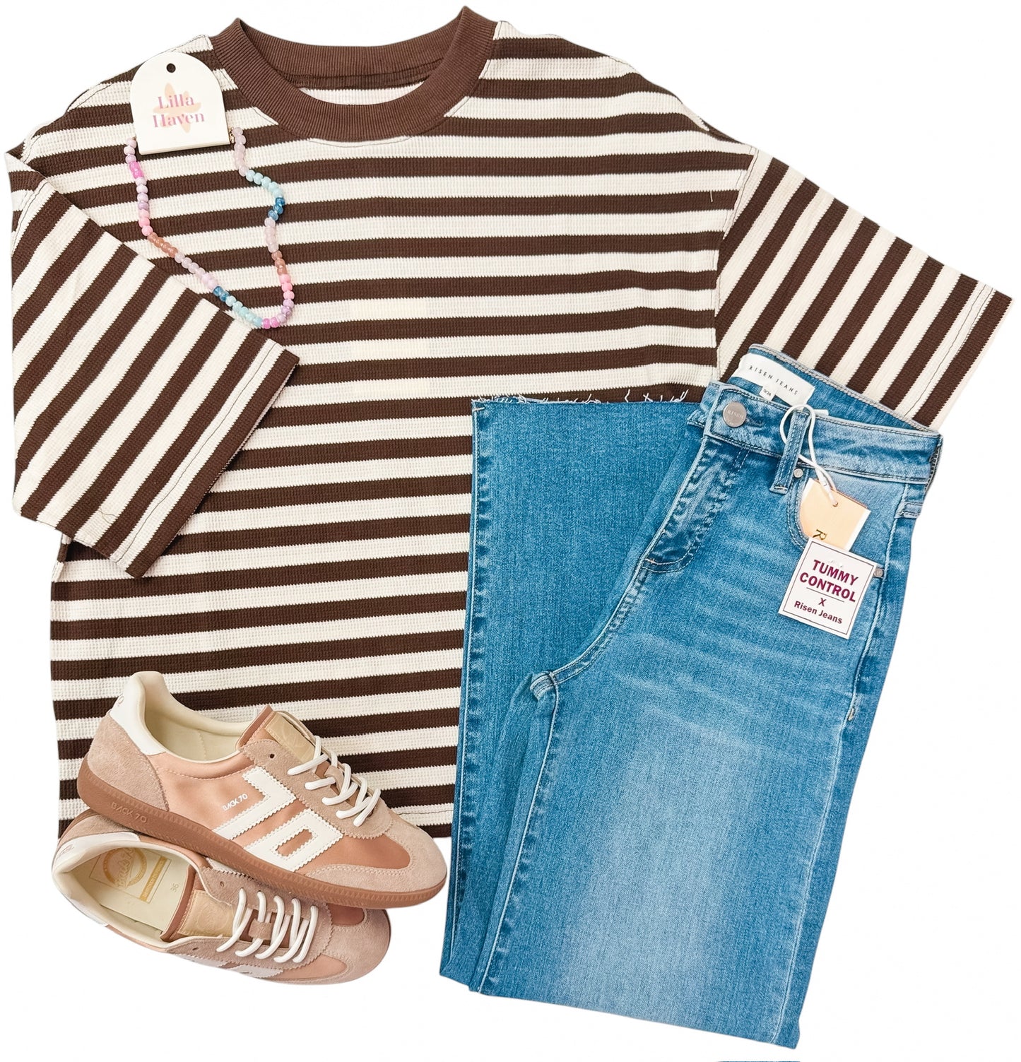 Vanilla Kisses Striped Ribbed SS Top