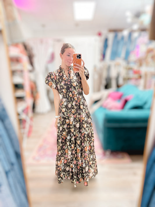 Fall In Love Fall Blossom Maxi Dress Chocolate