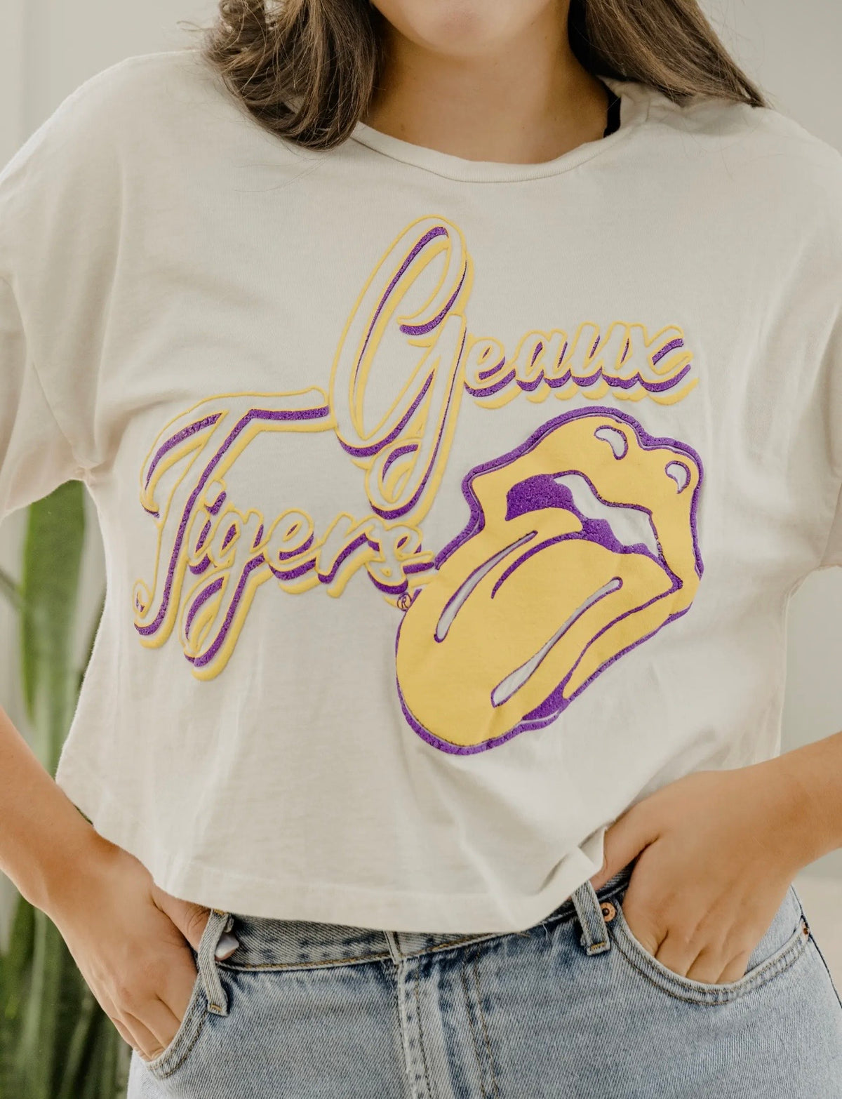 Rolling Stones LSU Tigers Stones Crop Tee