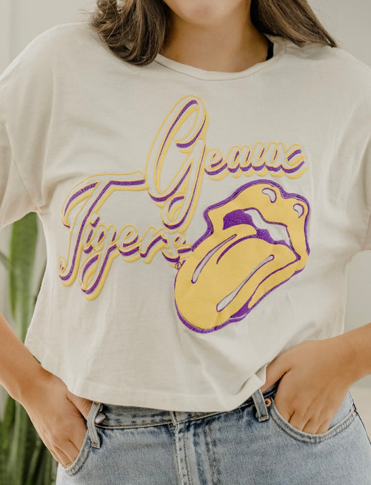 Rolling Stones LSU Tigers Stones Crop Tee