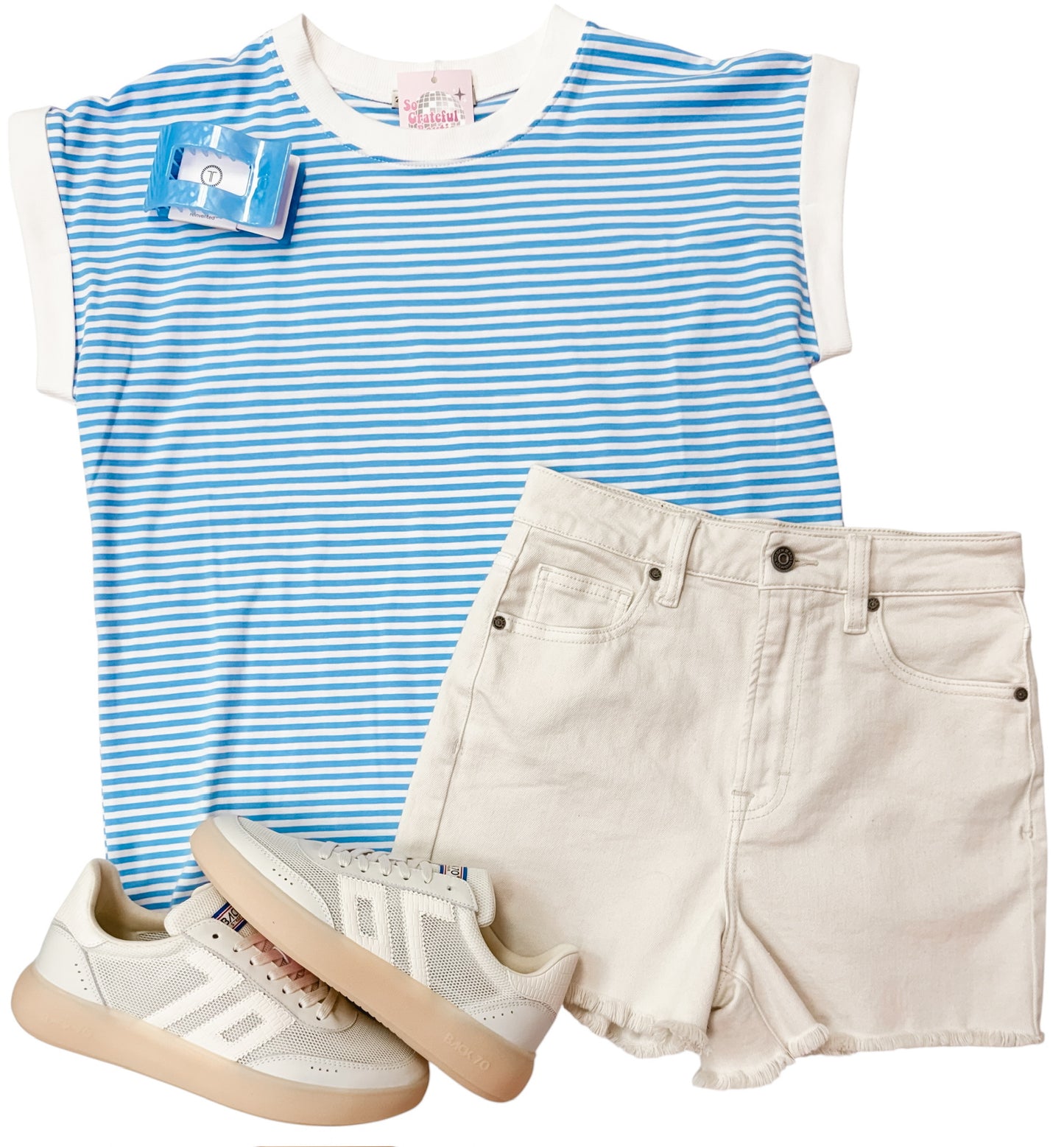 Katie Striped Tee Blue