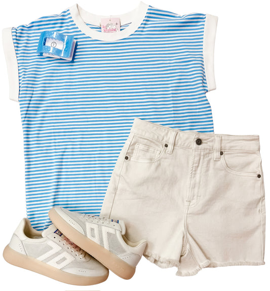 Katie Striped Tee Blue