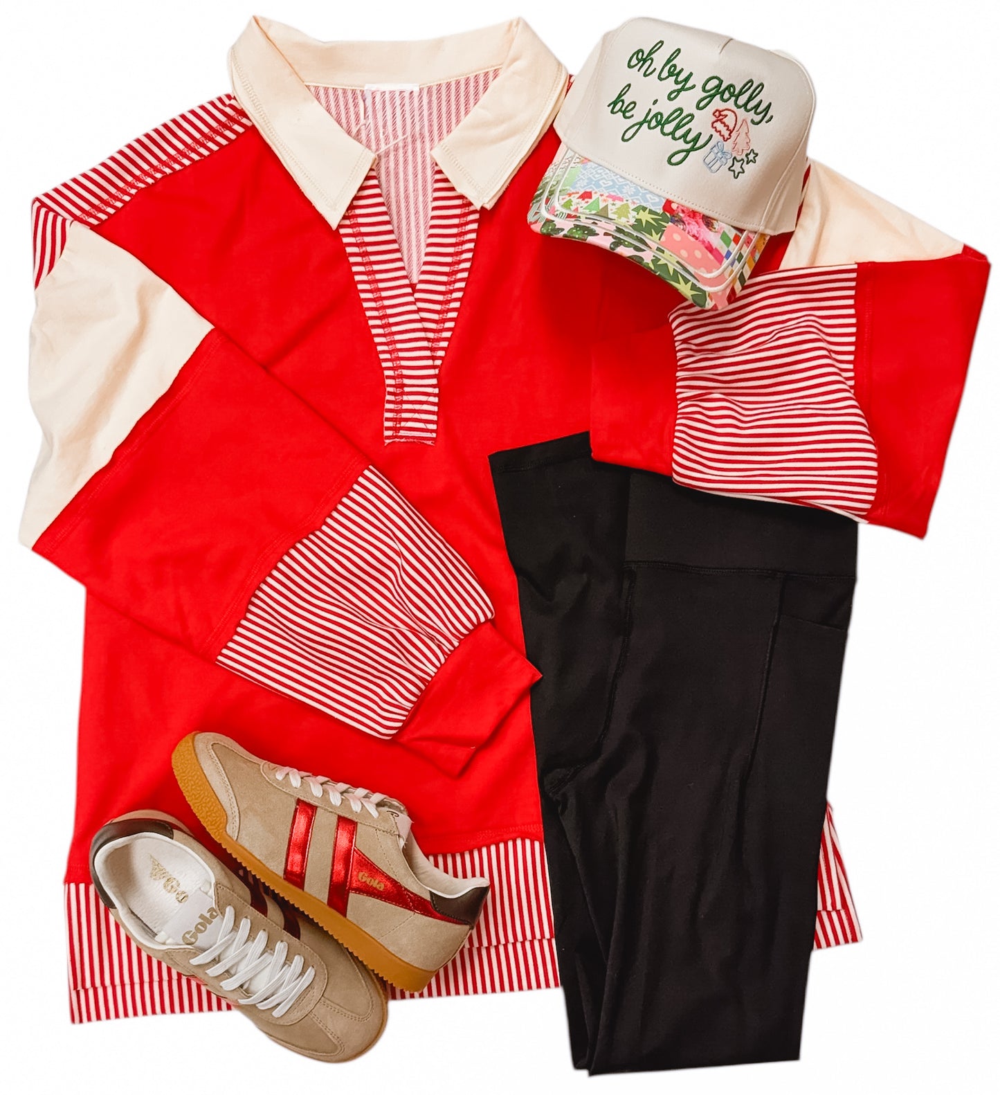 Candy Cane Lane LS Collared Blouse