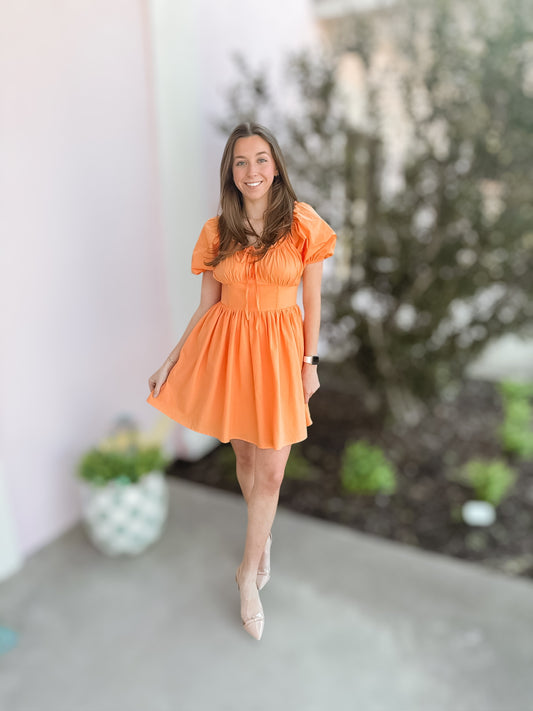 Apricot Tree Babydoll Mini Dress