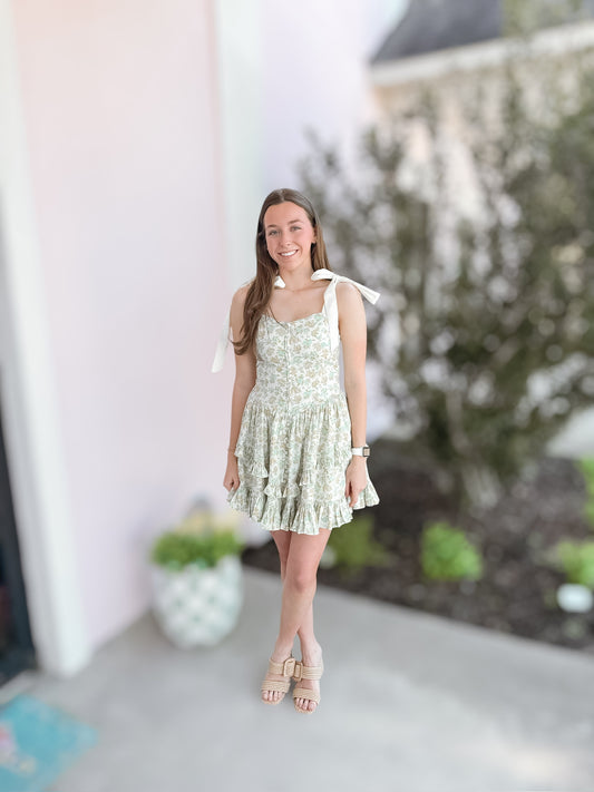 Lime Into Summer Tiered Mini Dress