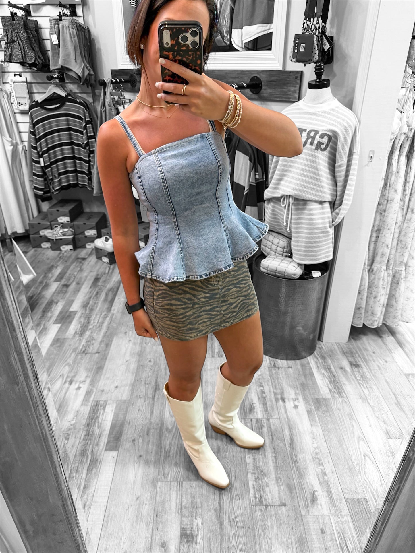 Sunnyvale Denim Peplum Top
