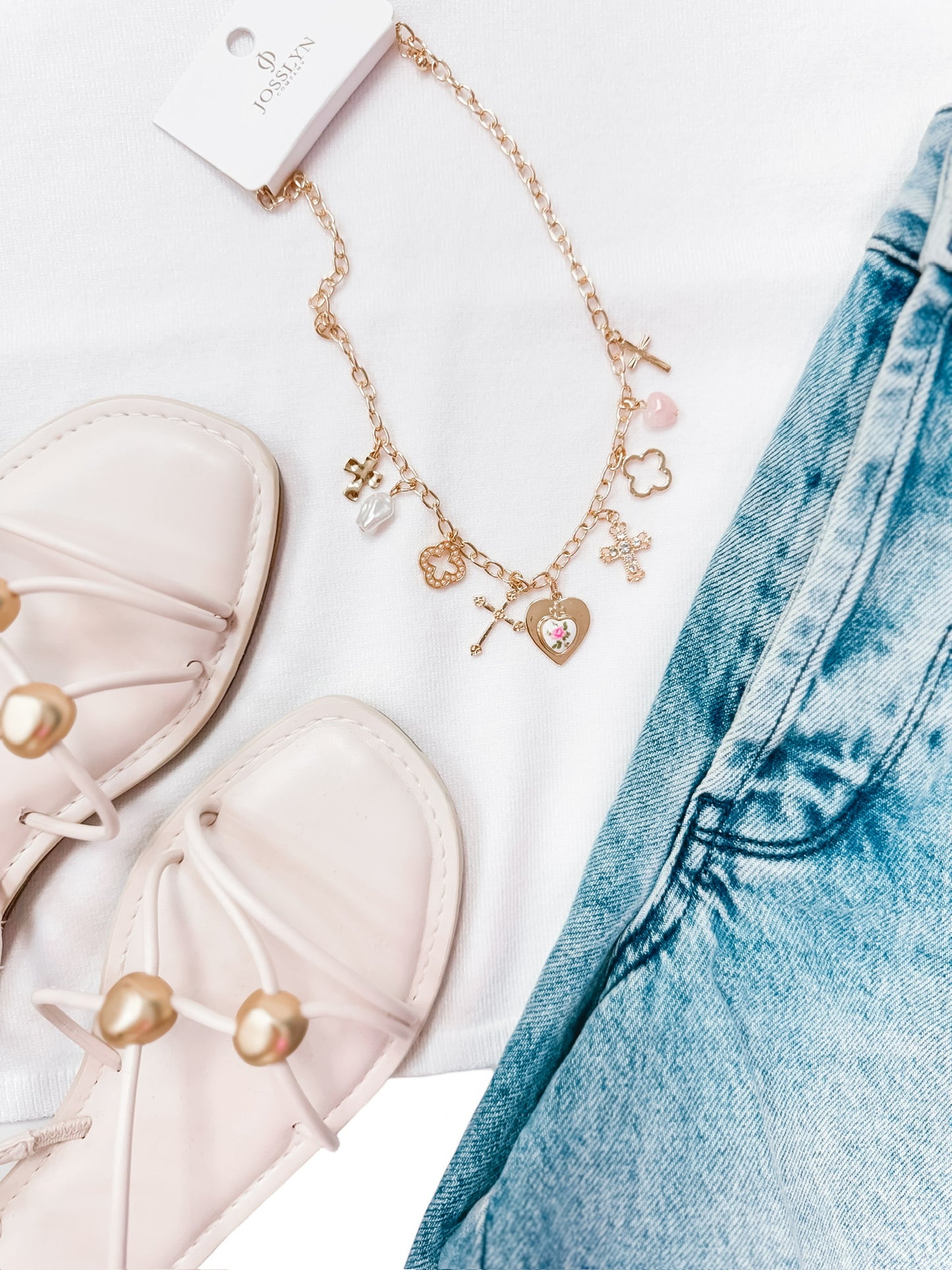PORCELAIN FLOWER Charm Necklace