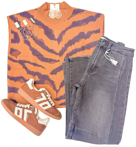 Wild Side Mock Neck Sweater Top