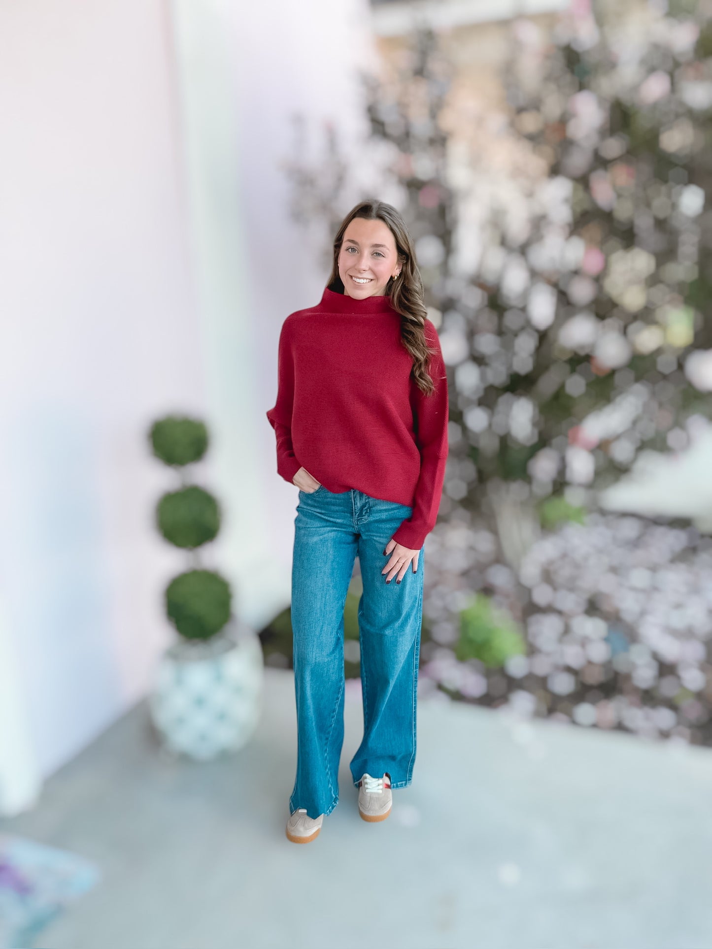 Cozy Winter Nights Dolman Ribbed Sweater in Cabernet